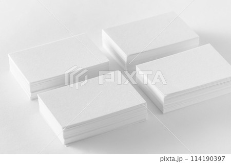 Mockup of business cards stacks at white background. 114190397