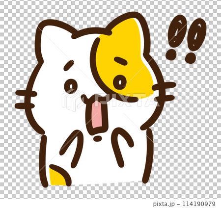 困った顔で驚くかわいいねこのキャラクターのコミカルなイラストの