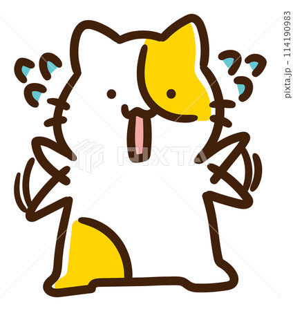 手足をバタバタさせて慌てるかわいいねこのキャラクターのコミカルなイラスト 手足をバタバタさせて慌てるかわいいねこのキャラクターのコミカルなイラスト 114190983
