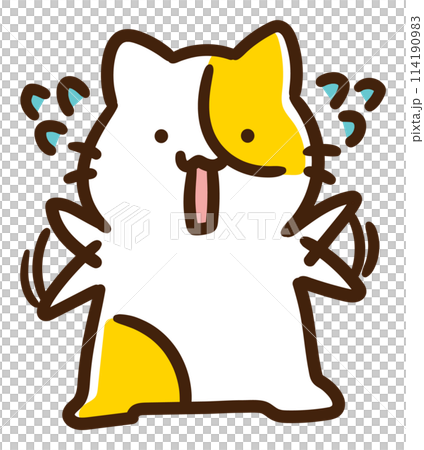 手足をバタバタさせて慌てるかわいいねこのキャラクターのコミカルなイラスト 手足をバタバタさせて慌てるかわいいねこのキャラクターのコミカルなイラスト 114190983