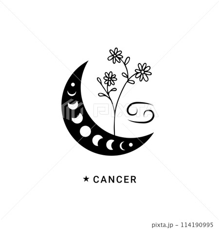 Cancer zodiac sign with moon and stars 114190995