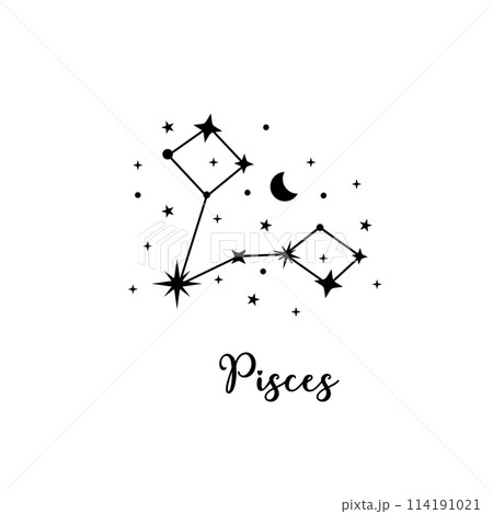 Picses zodiac sign with moon and stars Picses zodiac sign with moon and stars 114191021