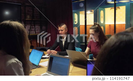 Meeting of businessman investors in perspective company 114191747