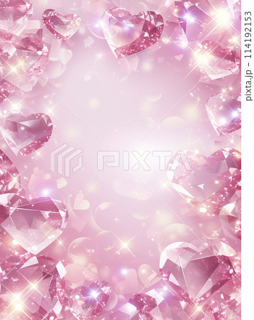 ピンク色のキラキラしたハートの背景 AI画像のイラスト素材 [114192153
