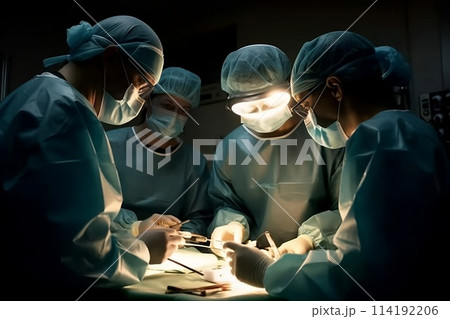 surgeons working in operating room. Generative AI. 114192206