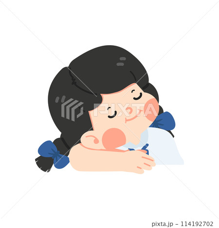 Kid girl students sleep vector Kid girl students sleep vector 114192702