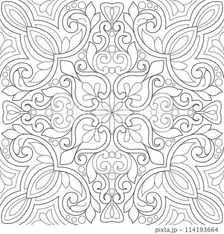 Line pattern design. Black and white vector illustrations. Coloring page Line pattern design. Black and white vector illustrations. Coloring page 114193664