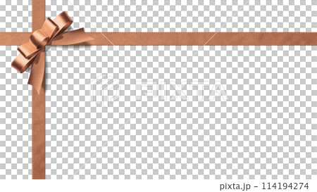 銅色のリボンがおしゃれな、透明背景のキリヌキ素材 114194274