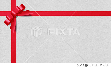 赤いリボンの蝶結びと、おしゃれペーパーの背景素材 赤いリボンの蝶結びと、おしゃれペーパーの背景素材 114194284