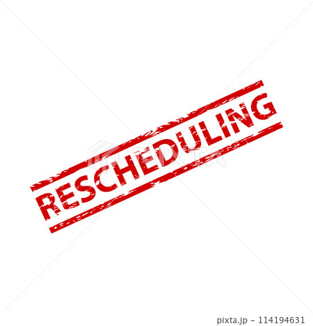 Rescheduling event rubber stamp in red color 114194631