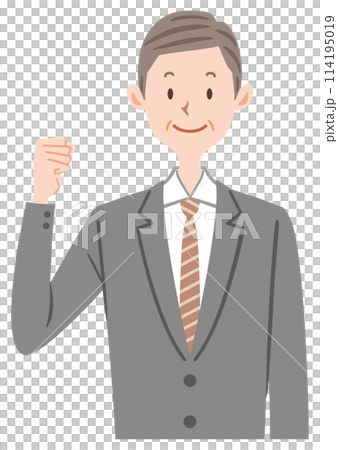 Middle-aged office worker doing a fist pump Middle-aged office worker doing a fist pump 114195019