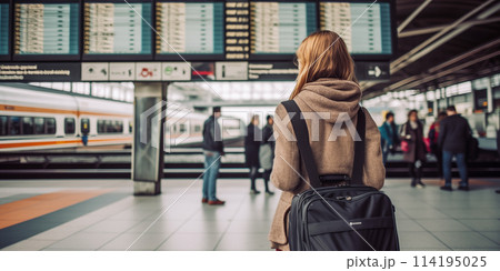 旅行する女性の後ろ姿 114195025