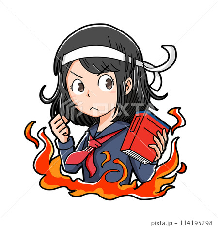 受験勉強に燃える女子学生 受験勉強に燃える女子学生 114195298