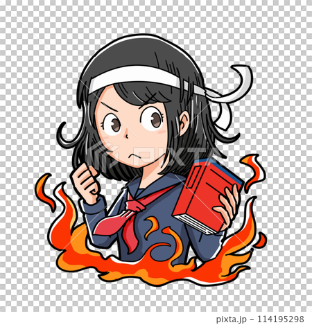 受験勉強に燃える女子学生 受験勉強に燃える女子学生 114195298