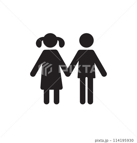 Boy and girl vector icon, man and woman symbol	 114195930