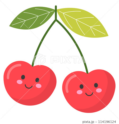 Cherries cartoon smiling fruit vector illustration 114196124