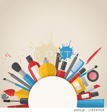 Cosmetic and makeup poster template Cosmetic and makeup poster template 114197416
