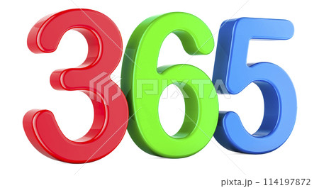 Colored 365 number. 3D rendering Colored 365 number. 3D rendering 114197872