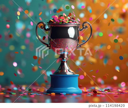 Sport championship trophy being lifted 114198420