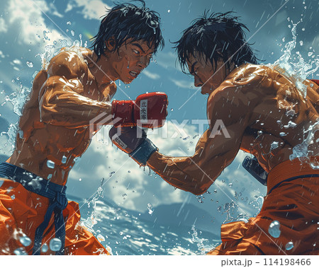 Sporting anime characters competing with superhuman abilities Sporting anime characters competing with superhuman abilities 114198466