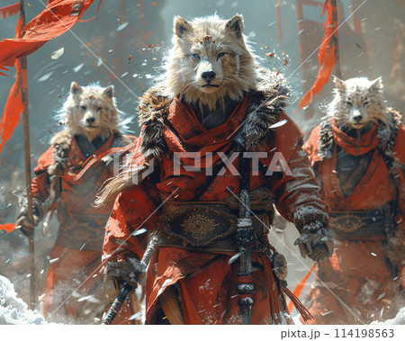 Animal warriors in epic battle attire 114198563