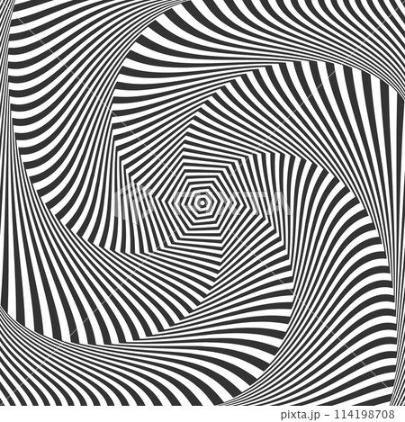 Whirl Rotating Motion in Abstract Op Art Design. 3D Illusion. 114198708