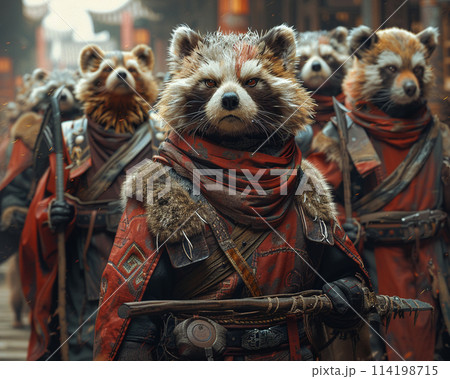 Animal warriors in epic battle attire 114198715