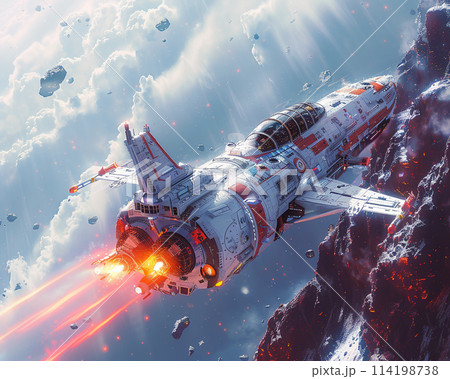Star explorer navigating through an asteroid field 114198738