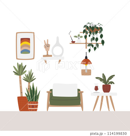 Resting lounge living room interior vector design 114199830