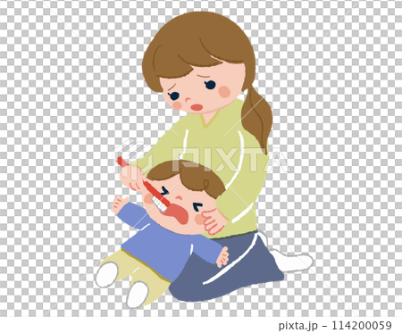 Boy dislikes finishing brushing, mother 114200059