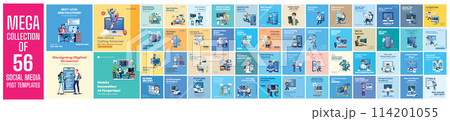 Mega collection of 56 social media post design template. used for web and mobile app developer advertising	 114201055