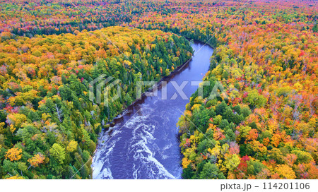 Aerial Autumn Tapestry of Tahquamenon River and Forest Aerial Autumn Tapestry of Tahquamenon River and Forest 114201106
