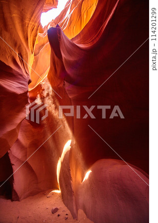 Ethereal Antelope Canyon Light Beam and Textured Walls 114201299