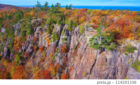 Aerial Autumn Cliffs and Foliage in Michigan Wilderness Aerial Autumn Cliffs and Foliage in Michigan Wilderness 114201336