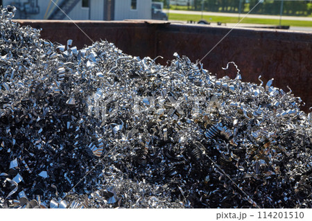 Industrial Metal Scraps in Dumpster at Recycling Plant Industrial Metal Scraps in Dumpster at Recycling Plant 114201510