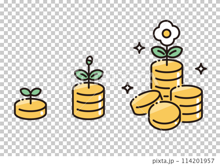 A simple vector illustration of growing money through investments, NISA, savings, etc. A simple vector illustration of growing money through investments, NISA, savings, etc. 114201957