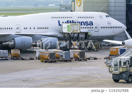 大型旅客機の荷物積み降ろし 大型旅客機の荷物積み降ろし 114202986