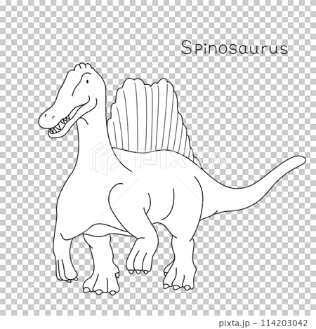 Cute dinosaur: Spinosaurus line drawing Cute dinosaur: Spinosaurus line drawing 114203042