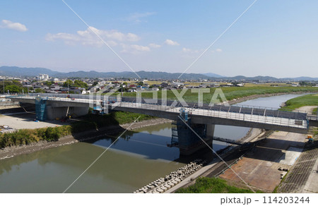 国道443号線の矢部川に架かる道路橋の増設工事 三橋瀬高バイパス(国道443号線)の矢部川に架かる橋 国道443号線の矢部川に架かる道路橋の増設工事 三橋瀬高バイパス(国道443号線)の矢部川に架かる橋 114203244