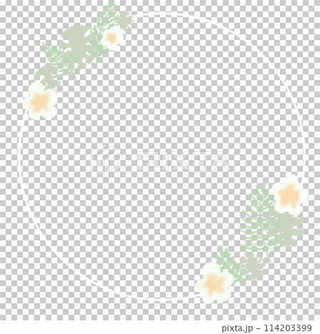 植物風格白色圓形花框 植物風格白色圓形花框 114203399