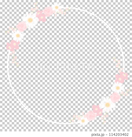Cute pink and white floral circular frame Cute pink and white floral circular frame 114203402