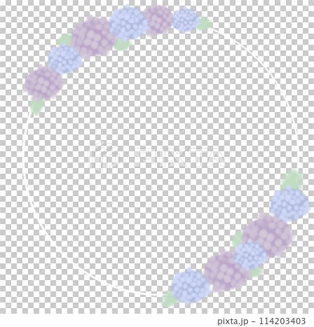 Blue and purple hydrangea circular frame Blue and purple hydrangea circular frame 114203403