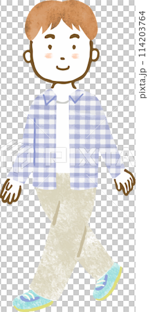 20多歲到30多歲的男人走路的全身手繪插畫 20多歲到30多歲的男人走路的全身手繪插畫 114203764