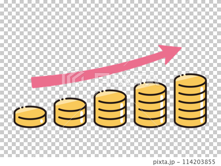 お金が増加していくイメージのシンプルなベクターイラスト 114203855