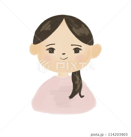 優しく、はにかんだ表情の落ち着いた10代思春期の少女 114203903