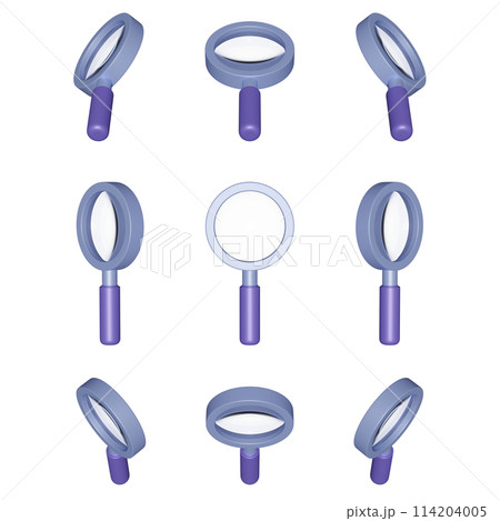 magnifying glass 3D Icons from various angles 114204005
