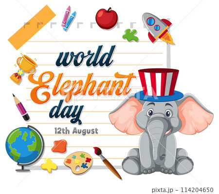 World Elephant Day Themed Illustration 114204650