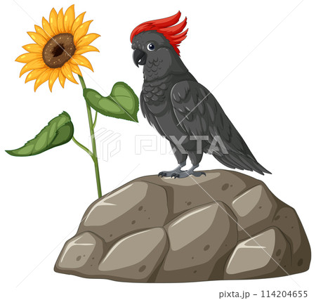 Cockatoo on Rock with Sunflower Cockatoo on Rock with Sunflower 114204655