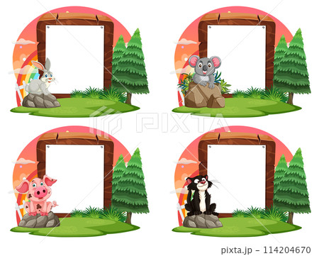 Forest Animals with Colorful Background Frames Forest Animals with Colorful Background Frames 114204670