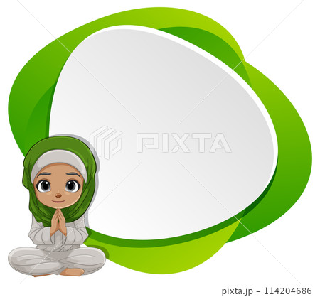 Peaceful Cartoon Character with Speech Bubble 114204686